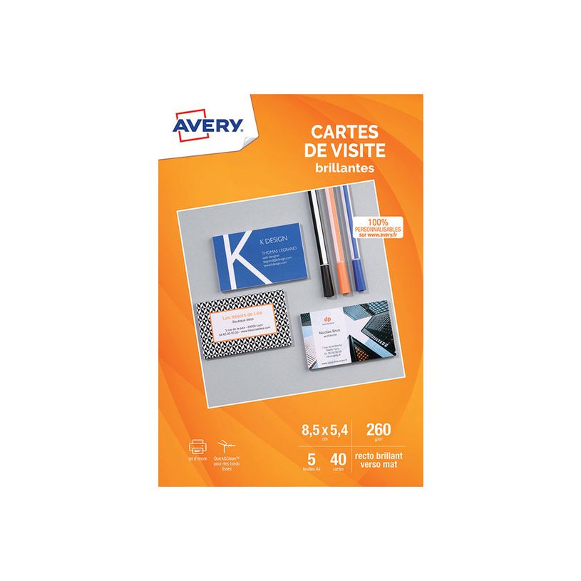 3266550120040-Avery - Papier pour 40 cartes de visite à bords lisses 85 x 54 mm - 240 g/m² - impression-P_79425513_2-0