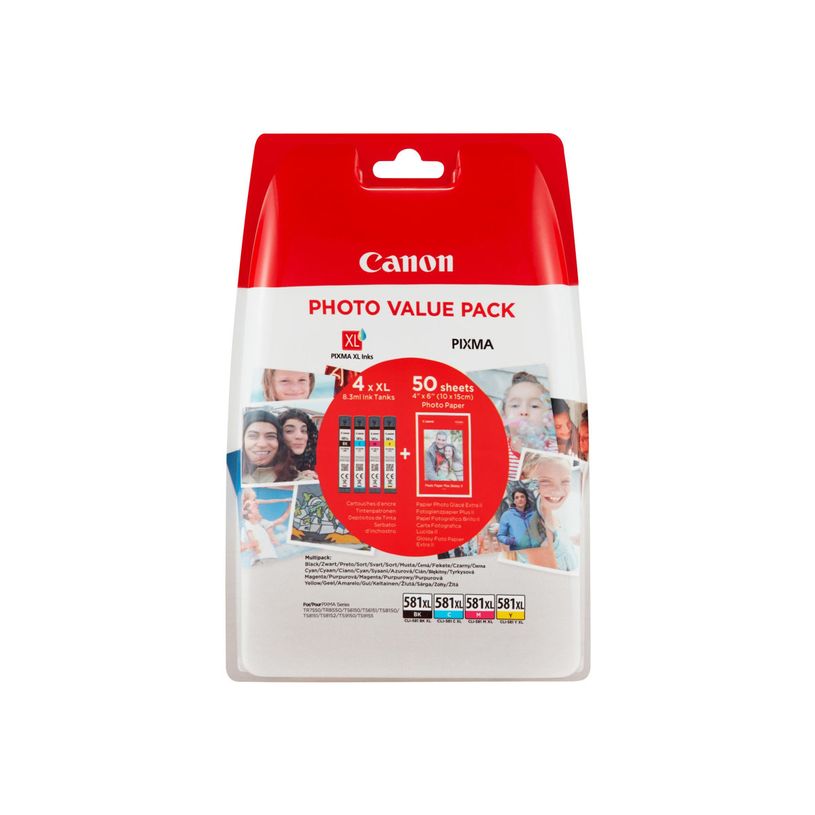 8714574652054-Canon CLI-581XL - pack de 4 + papier photo - noir, cyan, magenta, jaune - cartouche d'encre-P_79425632_2-1