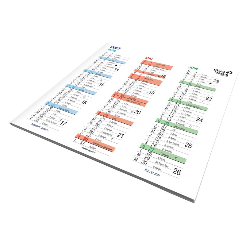 3371010395958-Quo Vadis - Calendrier origami - 2026-2027 - Français - Classic - 12 mois de septembre à août - 36x18 cm - Papier Clairefontaine blanc - Fabri--0