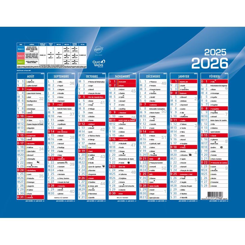 3371010396009-Calendrier de banque Août à Septembre - 27 x 21 cm - bleu - Quo Vadis-P_79426020_1-0