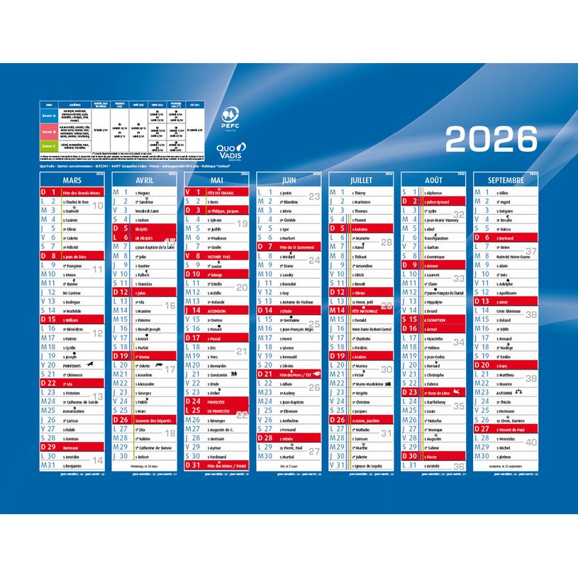 3371010396009-Calendrier de banque Août à Septembre - 27 x 21 cm - bleu - Quo Vadis-P_79426020_2-1