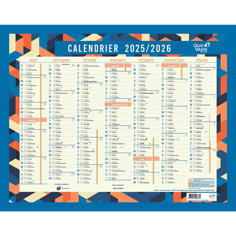 3371010413379-Calendrier de banque Août à Septembre - 43 x 33,5 cm - éventail - Quo Vadis-P_79426099_1-0