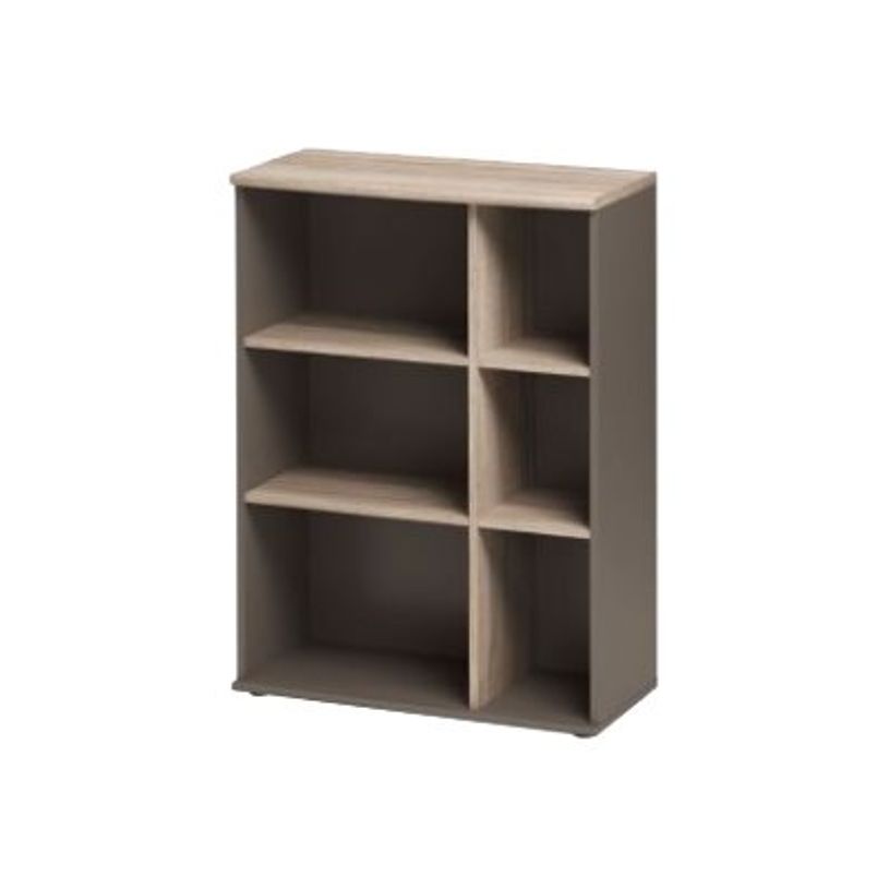3483600784155-Bibliothèque mi-haut JAZZ+ - L80 x H112 x P39 - 6 niches - Chêne gris-P_79426216_1-0