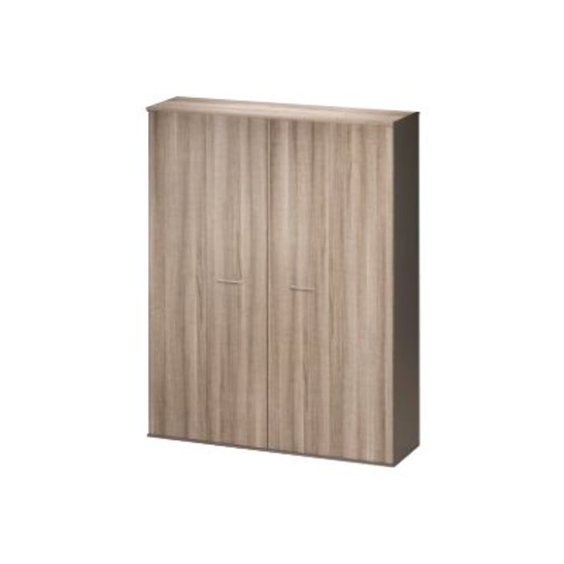 3483600784339-Armoire haute JAZZ+ - L158 x H211 x P48 - 4 portes pliantes - 10 étagères - Chêne gris-P_79426234_1-0