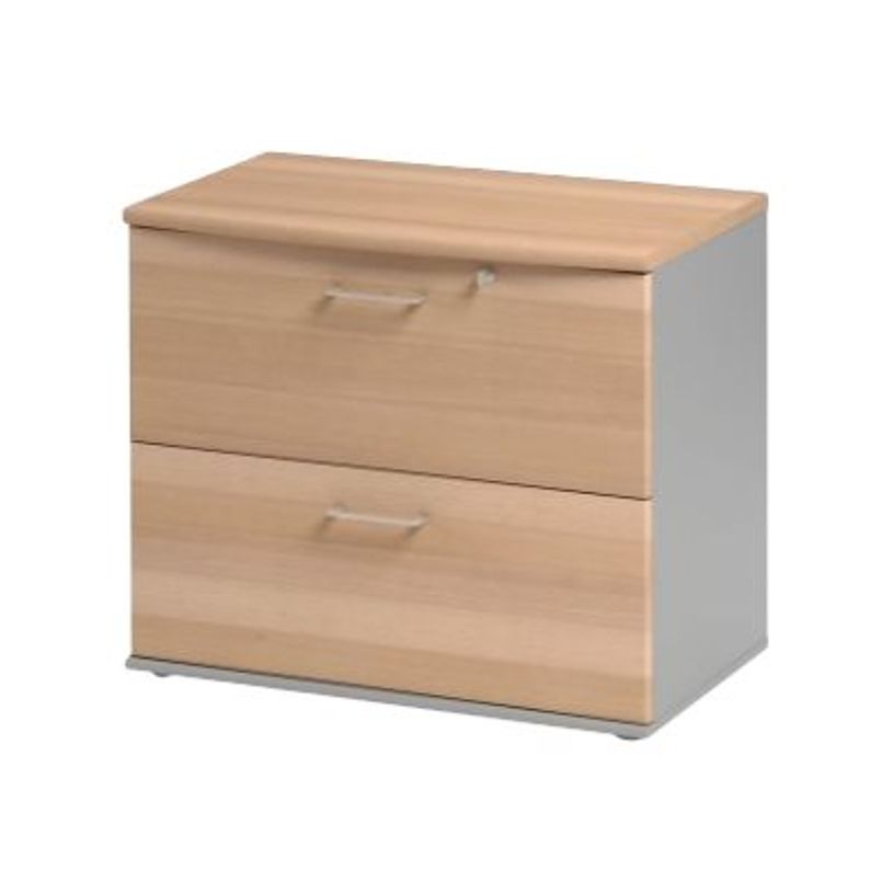 3483600784537-Rangement bas JAZZ+ - L80 x H71 x P48 - 2 tiroirs - Hêtre ambré-P_79426253_1-0