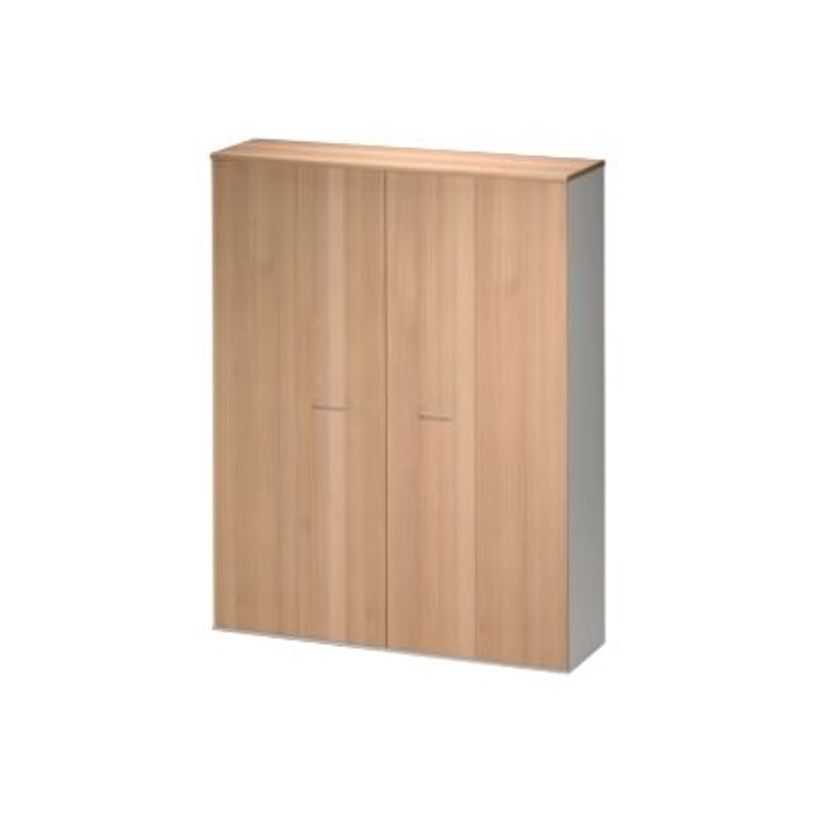3483600784834-Armoire haute JAZZ+ - L158 x H211 x P48 - 4 portes pliantes - 10 étagères - Hêtre ambré-P_79426281_1-0