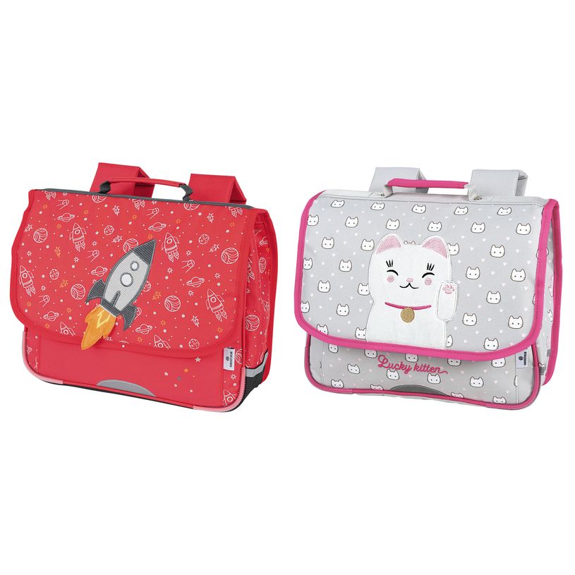 3664447102801-Cartable Chaton ou Fusée 35 cm - 1 compartiment - Exclusivité Bureau Vallée - Oberthur-P_79427260_1-0