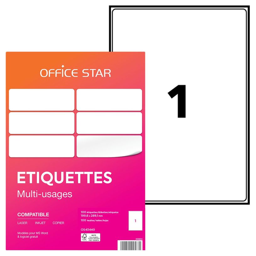 5014702025631-Office Star - 100 Étiquettes multi-usages blanches - 199,6 x 289,1 mm - réf OS43440-P_79427624_2-0
