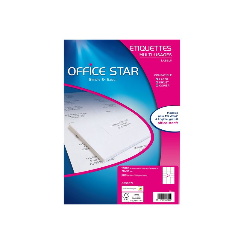 5014702032455-Office Star - 12000 étiquettes blanches Multi-usages - 70 x 37mm -P_79427630_2-0