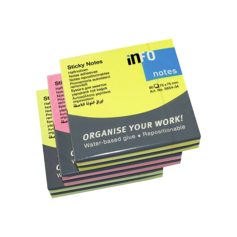 4011169048594-Global Notes - Pack de 6 Blocs - Notes adhésives 80 feuilles - 75 x 75 mm - couleurs assor-P_79428139_1-1