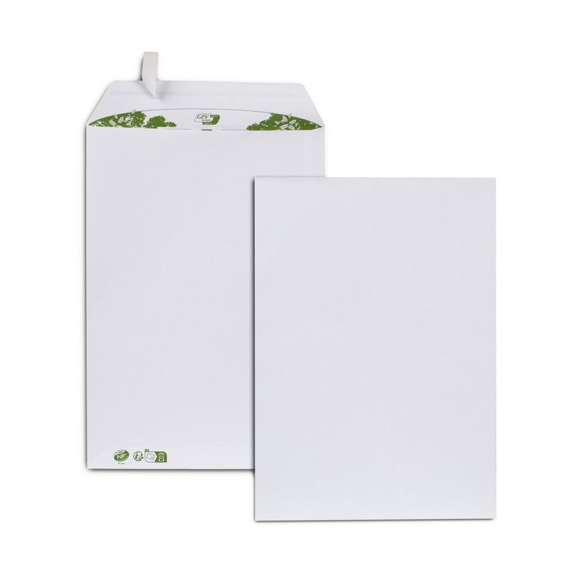 3250650321254-GPV Green - 10 Enveloppes recyclées C4 229 x 324 mm - 90 gr - sans fenêtre - blanc - bande adhésive--1