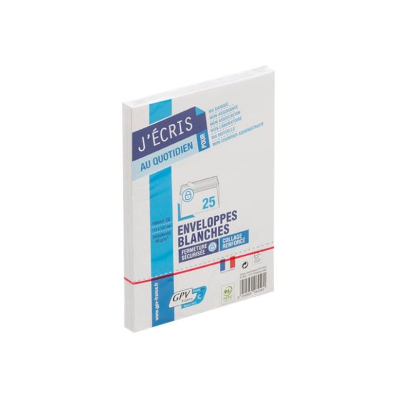 3250650062560-GPV - 25 Enveloppes C6 114 x 162 mm - 90 gr - sans fenêtre - blanc - bande adhésive-P_79428539_1-0