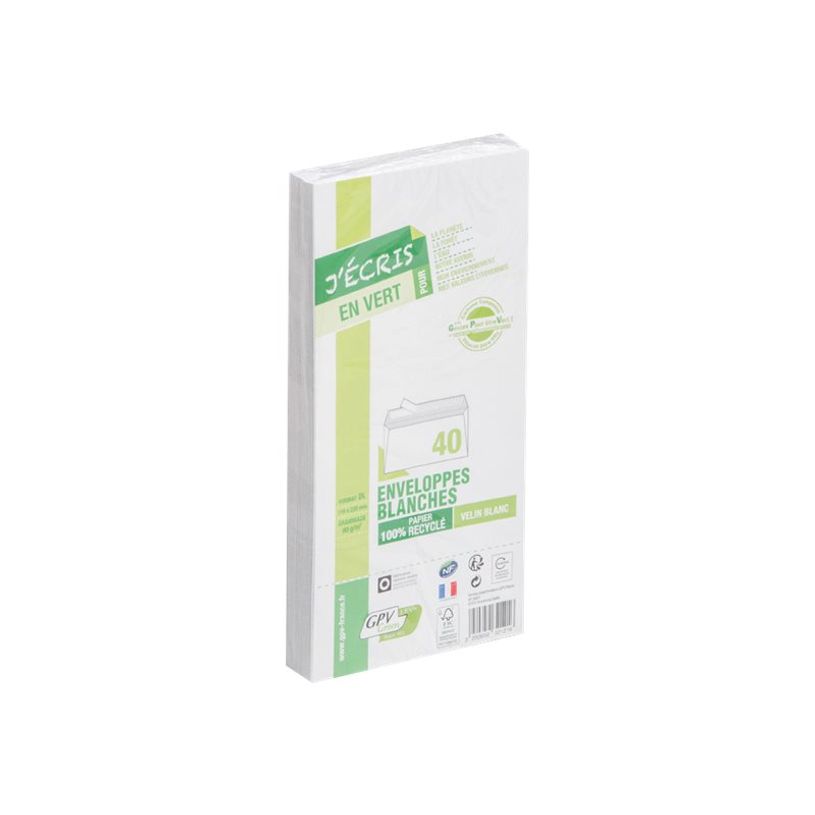 3250650321216-GPV Green - 40 Enveloppes recyclées DL 110 x 220 mm - 80 gr - sans fenêtre - bande adhés-P_79428540_1-0