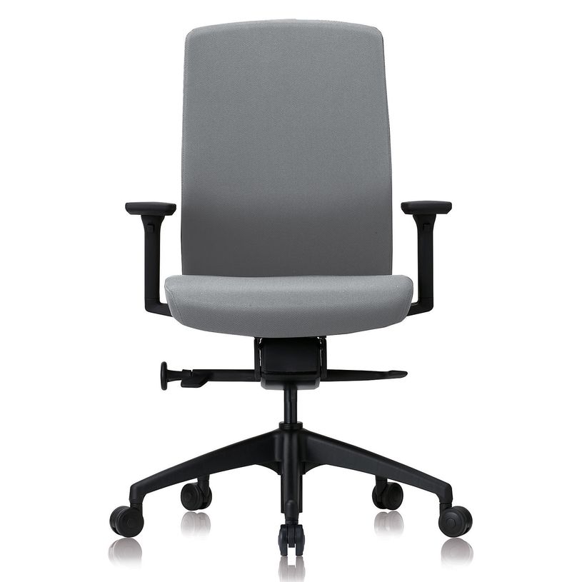 3700339882540-Fauteuil de bureau - CHARLIE - coque noire et tissu gris - accoudoirs réglables-P_79428544_1-0