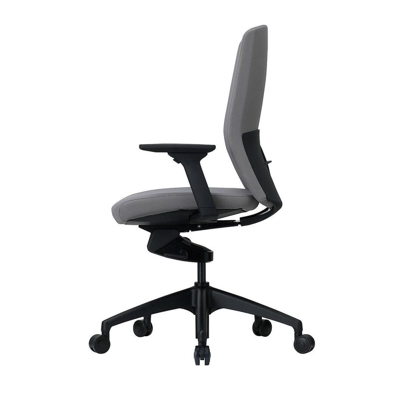 3700339882540-Fauteuil de bureau - CHARLIE - coque noire et tissu gris - accoudoirs réglables-P_79428544_2-1