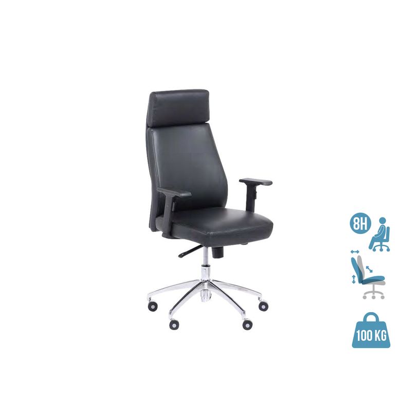 2012349431153-Fauteuil de bureau PHILADELPHIE - accoudoirs réglables - appui-tête intégré - noir-P_79428546_1-0