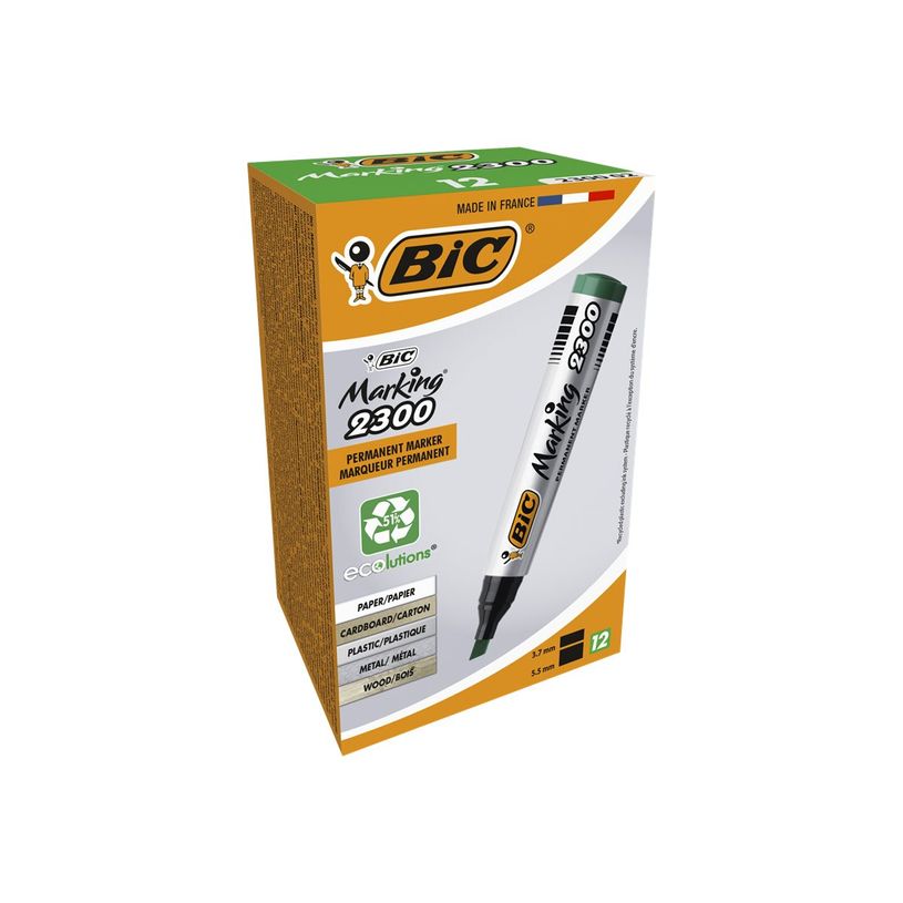 3086122300027-BIC MARKING 2300 - Pack de 12 marqueurs permanents - pointe biseau - vert-P_79428640_3-5