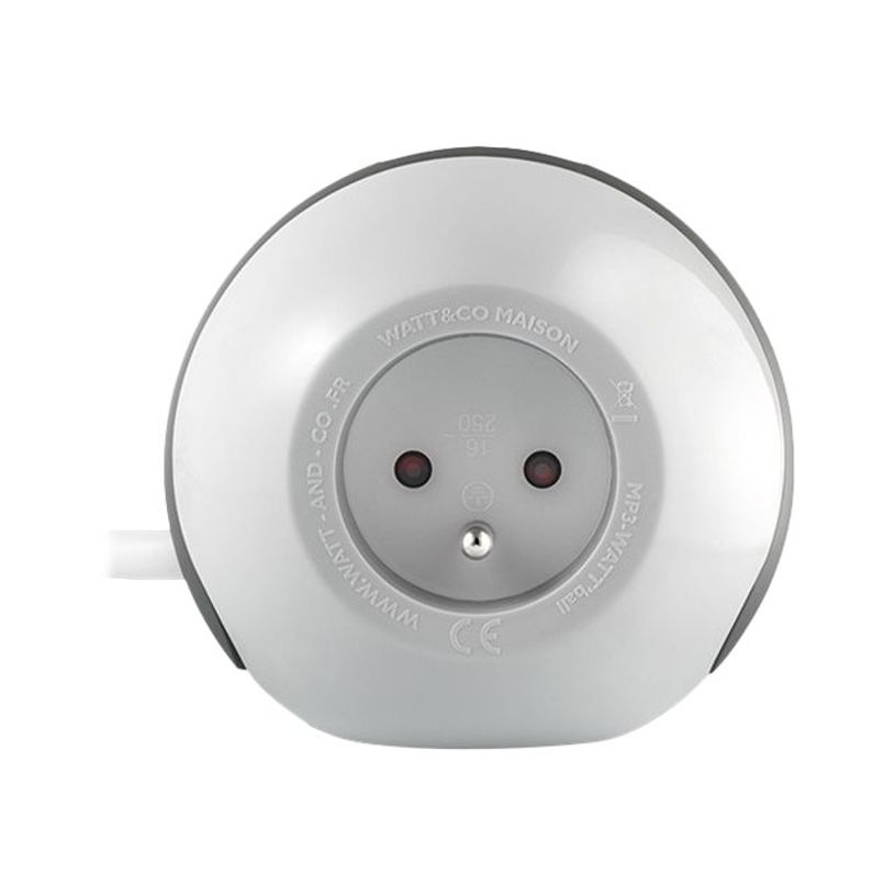 3760110681212-WATT & CO WATTBALL - Multiprise 3 prises - 2 prises 16A + 1 prise 6A + 2 USB - blanc/gris -P_79428845_2-0
