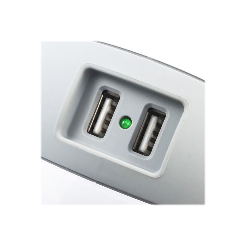 3760110681212-WATT & CO WATTBALL - Multiprise 3 prises - 2 prises 16A + 1 prise 6A + 2 USB - blanc/gris -P_79428845_5-3