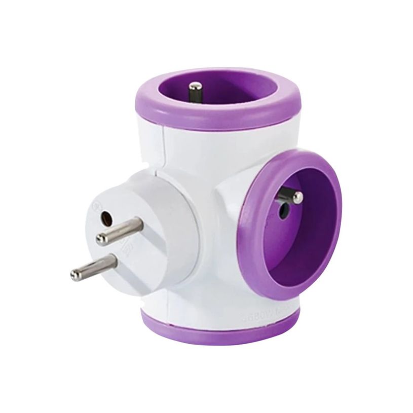 3760110685111-WATT & CO - Multiprise triplite rotative - blanc/violet-P_79428857_2-1