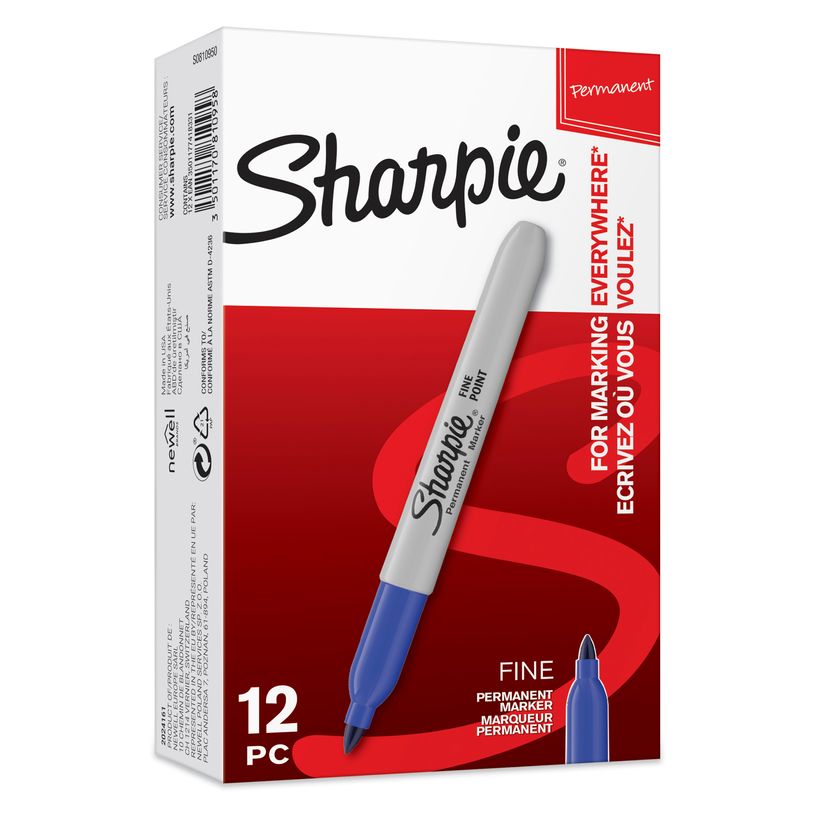 2012349432099-Sharpie - Pack de 12 marqueurs permanents - pointe fine - bleu-P_79428878_1-0