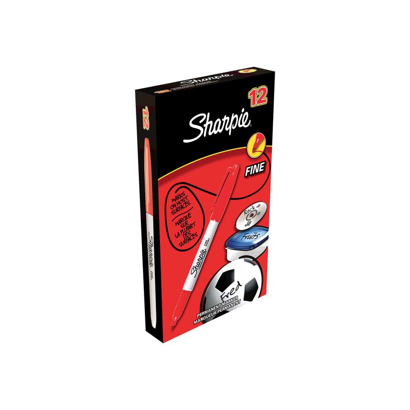 2012349432136-Sharpie - Pack de 12 marqueurs permanents - pointe fine - rouge-P_79428880_1-3