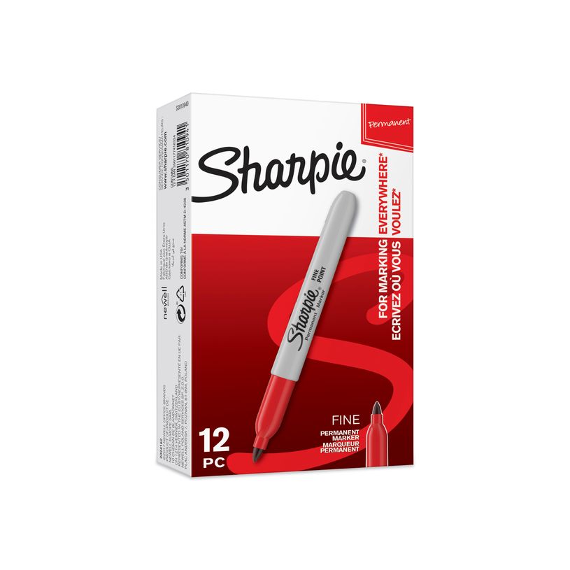 2012349432136-Sharpie - Pack de 12 marqueurs permanents - pointe fine - rouge-P_79428880_2-0