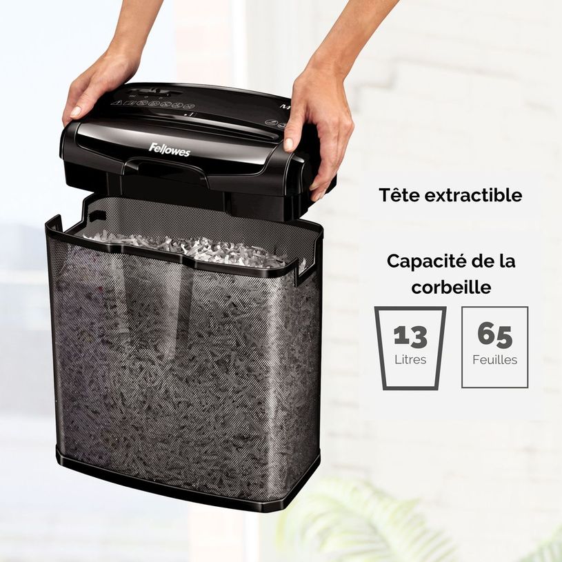 0043859728510-Fellowes Powershred M-7CM - destructeur de documents coupe croisée  - 7 feuilles - Corbeille 13 -P_79428906_6-3