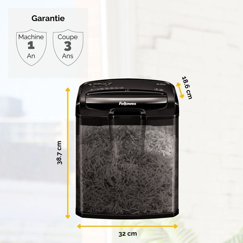 0043859728510-Fellowes Powershred M-7CM - destructeur de documents coupe croisée  - 7 feuilles - Corbeille 13 -P_79428906_7-4