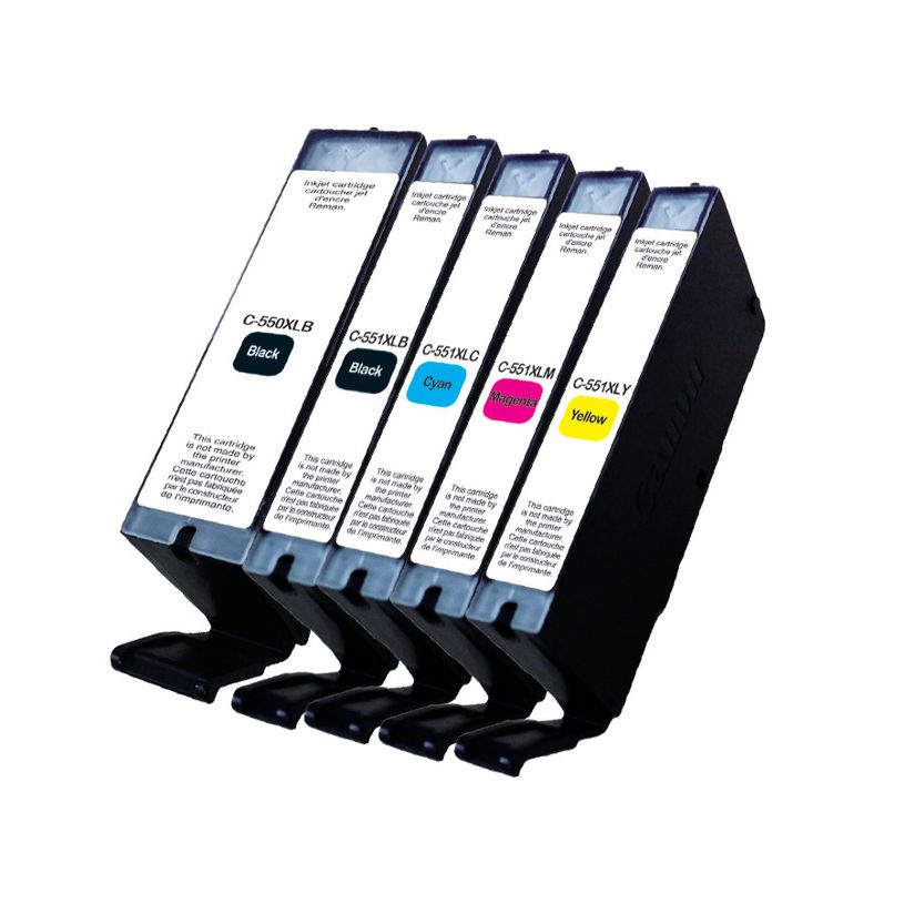 0400794290326-Cartouche remanufacturée Canon CLI-551XL/PGI-550XL - pack de 5 - noir, noir photo, cyan, magenta, jaun--1