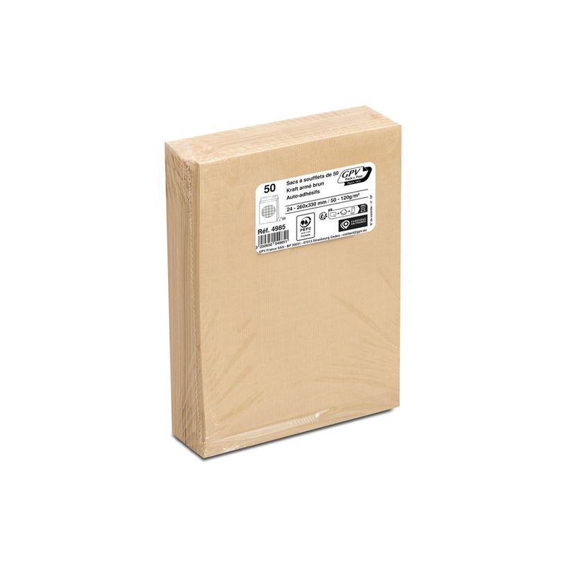 3250650049851-GPV Pack'n Post - 50 Pochettes kraft armé à soufflets - 260 x 330 mm - 130 gr - bande aut-P_79429027_6-5