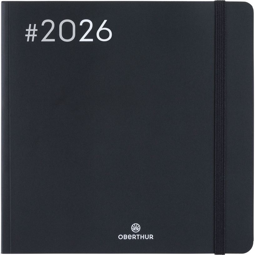 3664447205977-Flex - Agenda 1 semaine sur 2 pages - 16 x 16 cm - noir - Oberthur--0