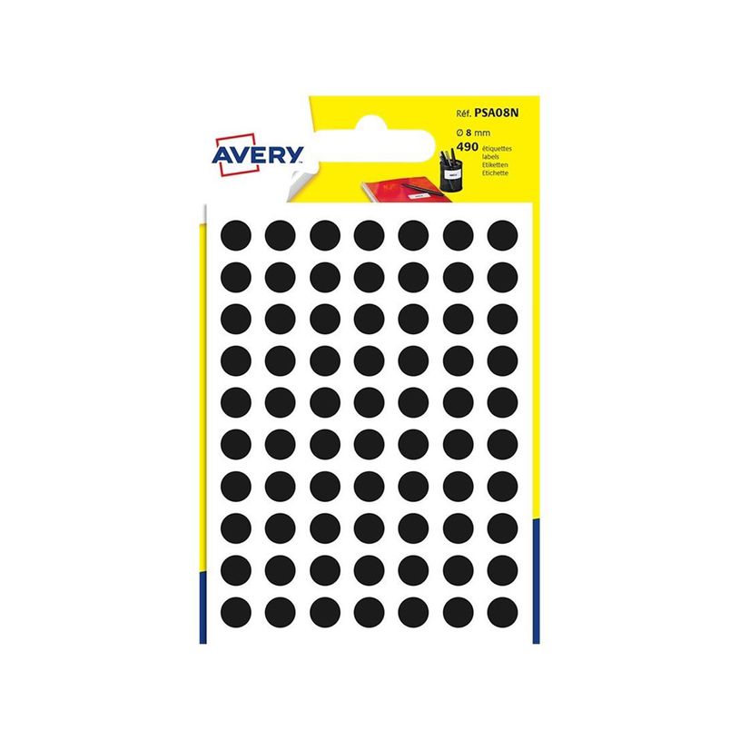5014702087677-Avery - 490 Pastilles adhésives - noir - diamètre 8 mm-P_79429116_1-0