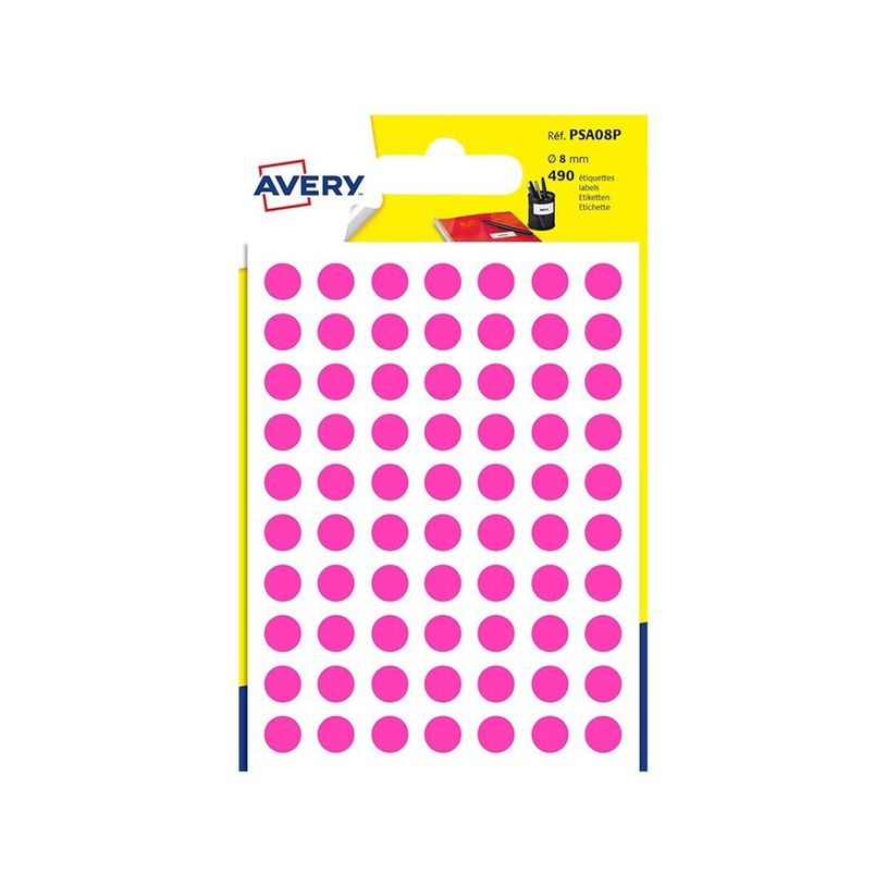 5014702087738-Avery - 490 Pastilles adhésives - rose - diamètre 8 mm-P_79429118_1-0