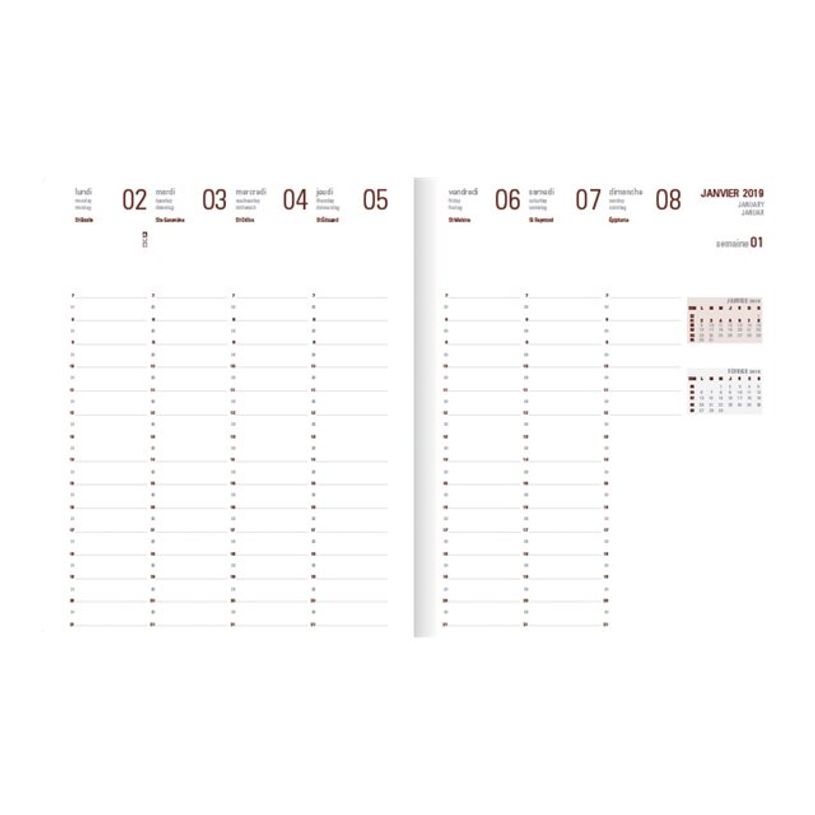 3664447135144-Agenda à élastique Flex - 1 semaine sur 2 pages - 17 x 24,5 cm - corail - Oberthur-P_79429139_1-1