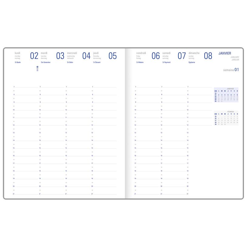 3664447035086-Agenda Kiev - 1 semaine sur 2 pages - 17 x 24,5 cm - disponible dans différentes couleurs -P_79429153_7-5