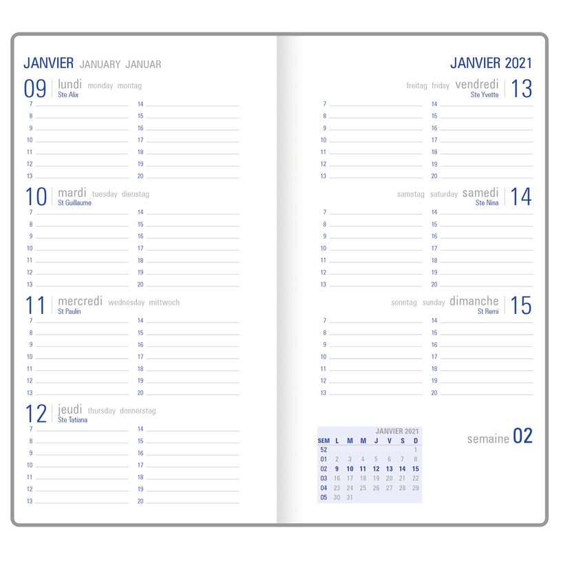 3664447035093-Agenda de poche Kiev - 1 semaine sur 2 pages - 9,5 x 17,5 cm - disponible dans différentes-P_79429154_7-5