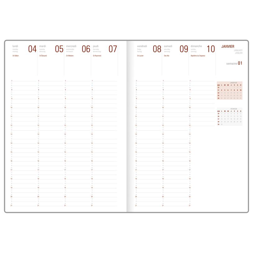3664447036441-Agenda Malmö - 1 semaine sur 2 pages - 22 x 30,7 cm - disponible dans différentes couleur-P_79429158_4-3