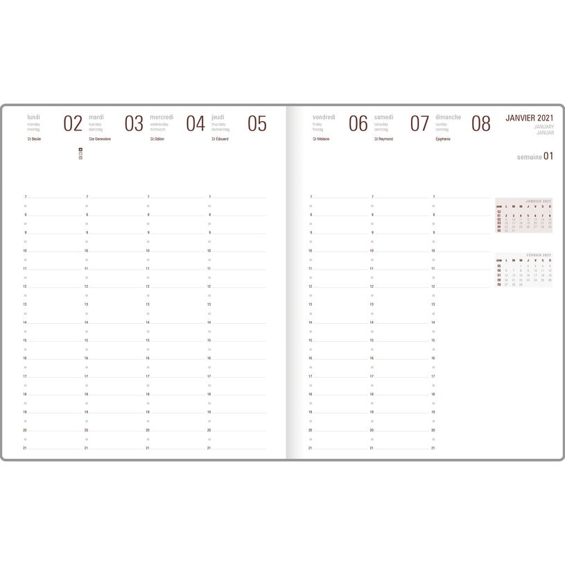 3664447087122-Nelson - Agenda 1 semaine sur 2 pages - 17 x 24,5 cm - disponible dans différentes couleur-P_79429170_6-5