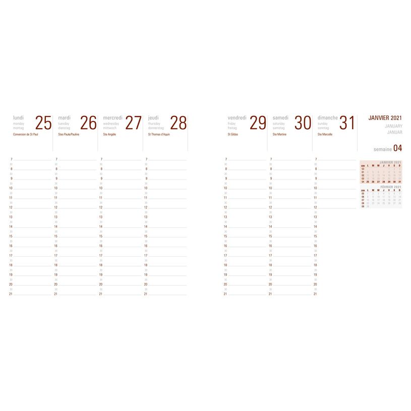3664447087139-Nelson - Agenda 1 semaine sur 2 pages - 16 x 16 cm - disponible dans différentes couleurs -P_79429171_8-5