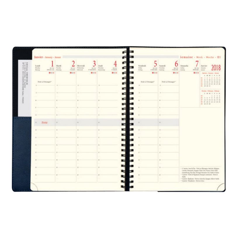 3664447060620-Torino - Agenda spiralé 1 semaine sur 2 pages - 17 x 24,5 cm - disponible dans différente-P_79429193_1-1