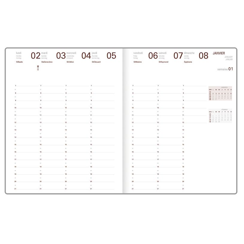 3664447037769-Agenda Eton - 1 semaine sur 2 pages - 22 x 28 cm - disponible dans différentes couleurs - -P_79429195_4-3