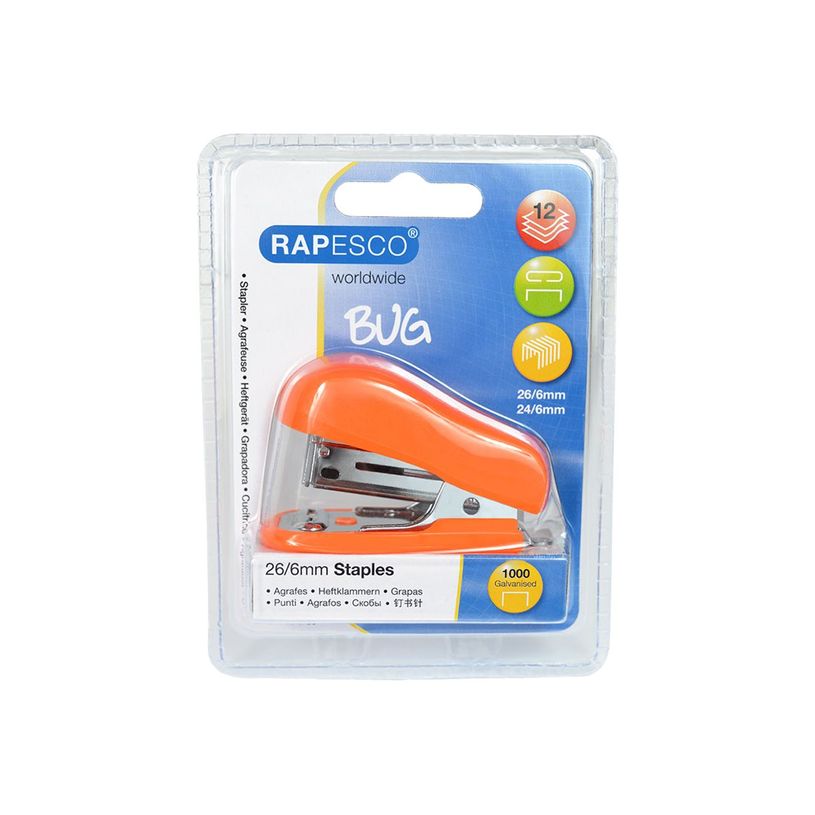 5018505010191-Rapesco - Mini Agrafeuse BUG  + 1000 agrafes 24/6 - orange-P_79429234_1-2