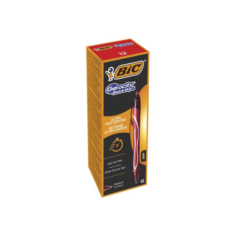 3086123494671-Bic Gelocity QuickDry - Pack de 12 rollers - 0,7 mm - rouge-P_79429244_2-7
