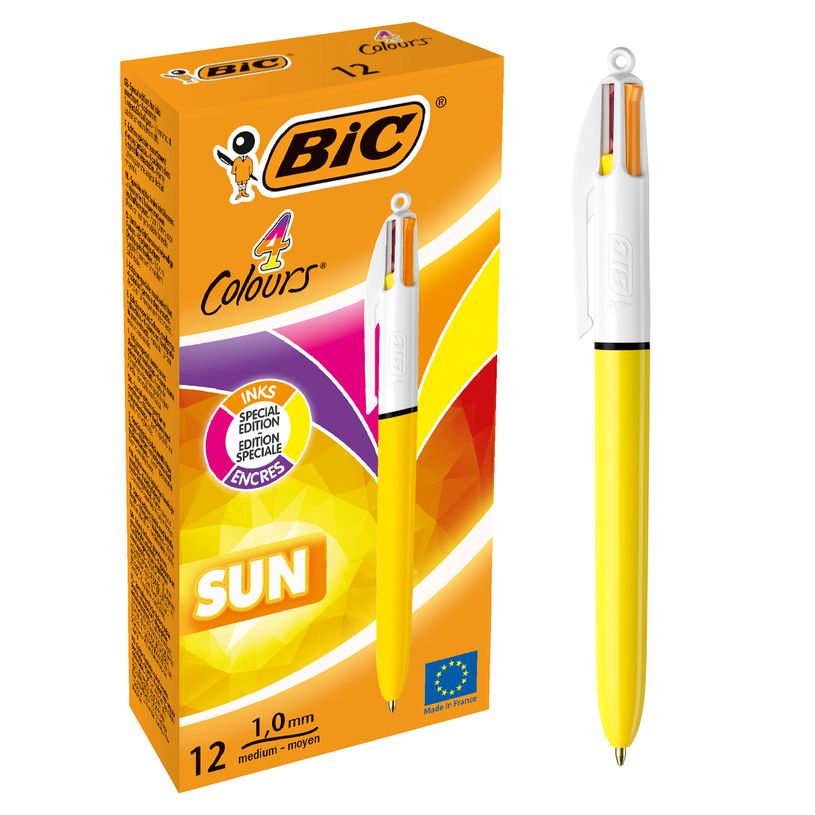 3086123494909-BIC 4 Couleurs SUN - 12 Stylos à bille 4 couleurs - encres fantaisie-P_79429247_1-0