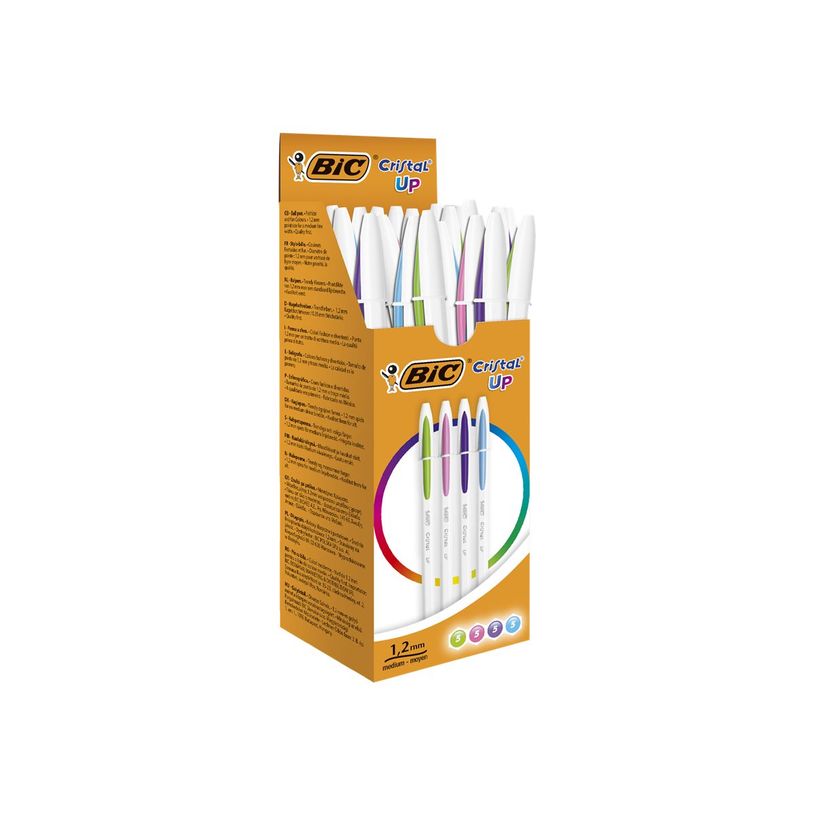3086123498341-BIC Cristal UP - 20 Stylos à bille - couleurs fantaisies assorties - pointe moyenne (1,2 m-P_79429255_1-0