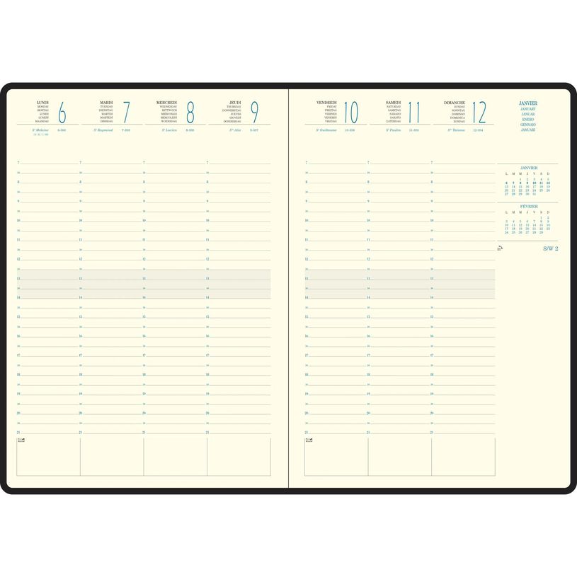 3660942061018-Agenda de bureau Volga Eurotime 29 - 1 semaine sur 2 pages - 21 x 29,7 cm - disponible dans différentes cou--3