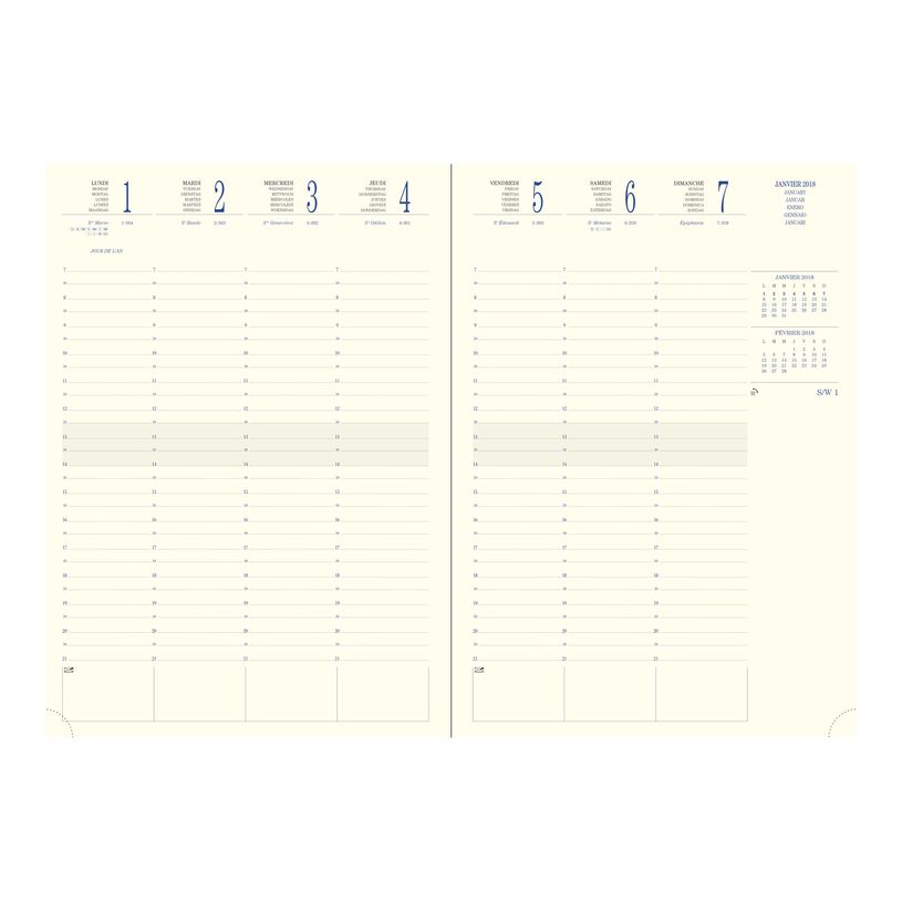3660942061018-Agenda de bureau Volga Eurotime 29 - 1 semaine sur 2 pages - 21 x 29,7 cm - disponible dans diff-P_79429364_1-5