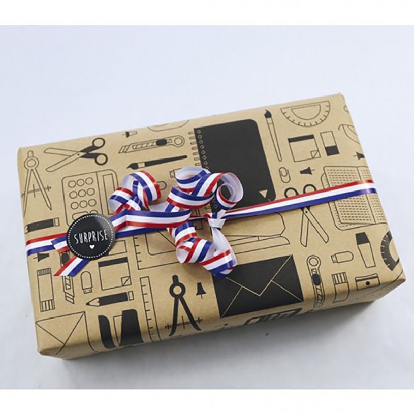 3329682238097-Clairefontaine - Papier cadeau kraft - 70 cm x 50 m - 70 g/m² - motif papeterie-P_79429546_2-1