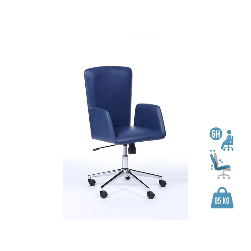 3760185020107-Fauteuil de bureau WINDSOR - accoudoirs intégrés - Bleu-P_79429676_1-0